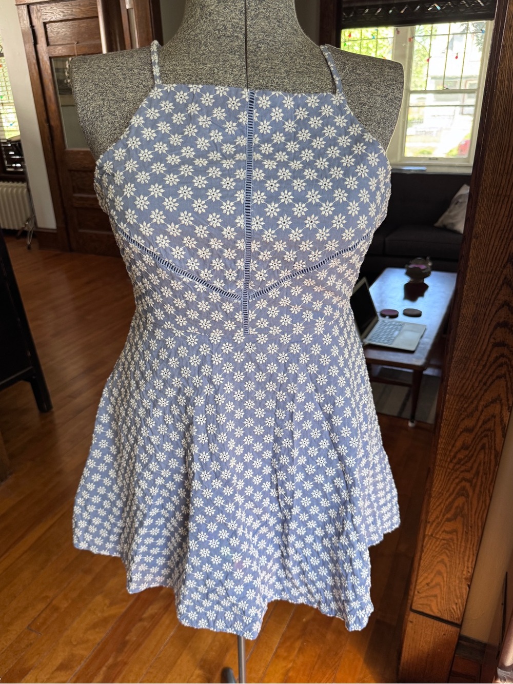 Trixxie Embroidered Eyelet Spaghetti Strap Dress with Skater Skirt in GUC Sz M